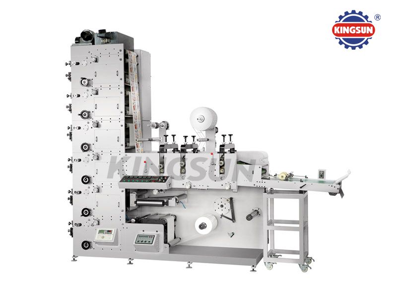 Máquina impresora flexográfica con tres unidades de troquelado de Rotary